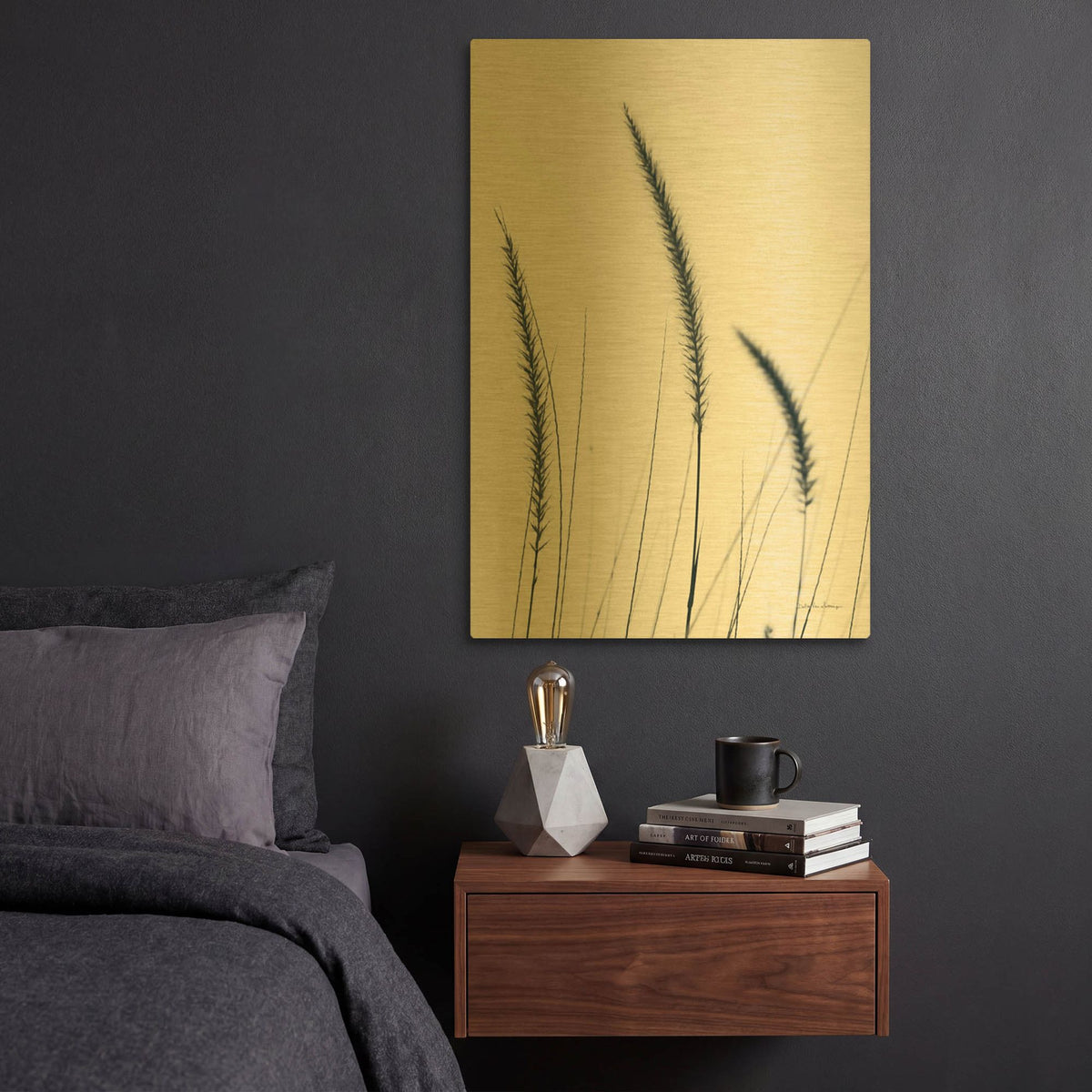 'Field Grasses IV' By Debra Van Swearingen Gold Metal Wall Art