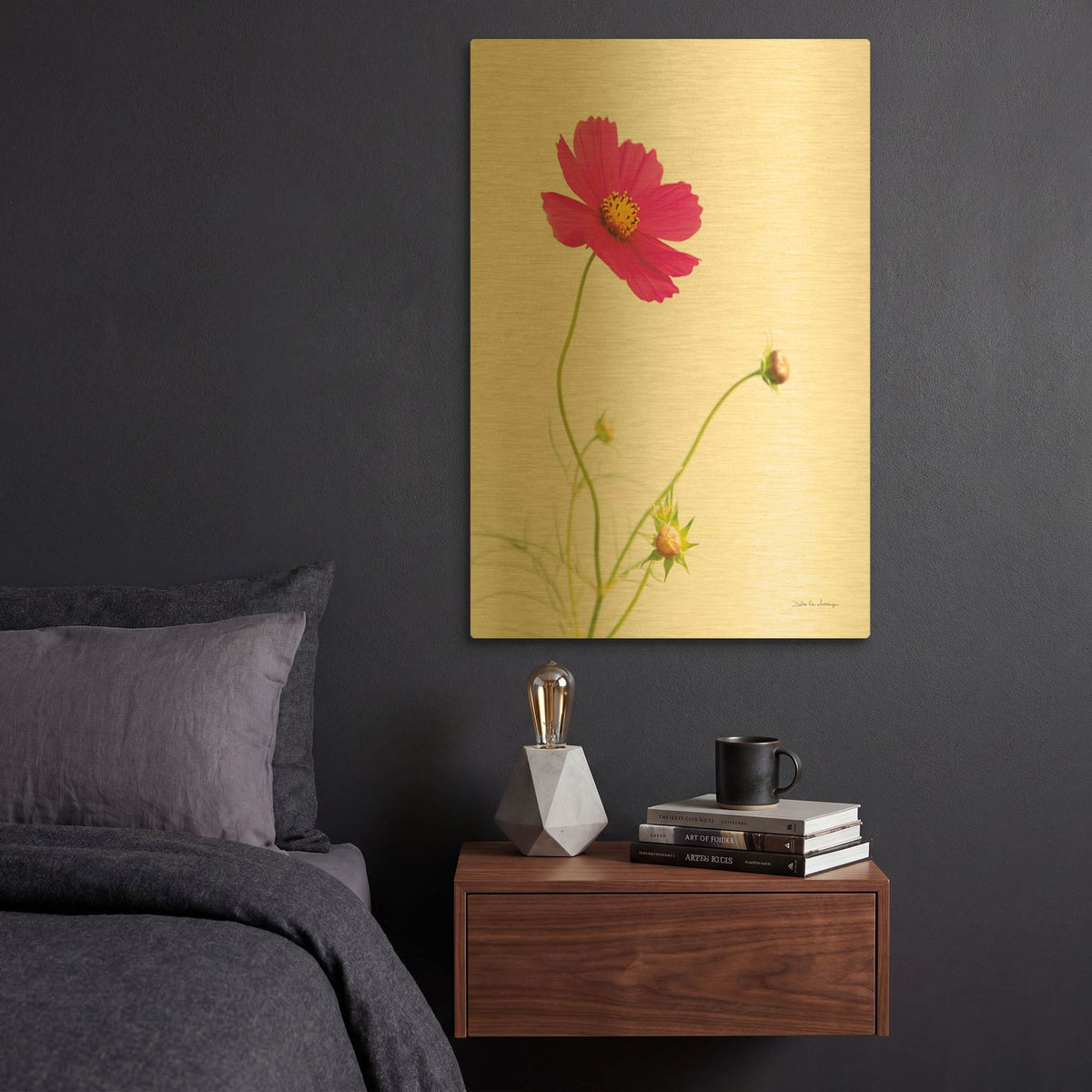'Magenta Cosmos I' By Debra Van Swearingen Gold Metal Wall Art