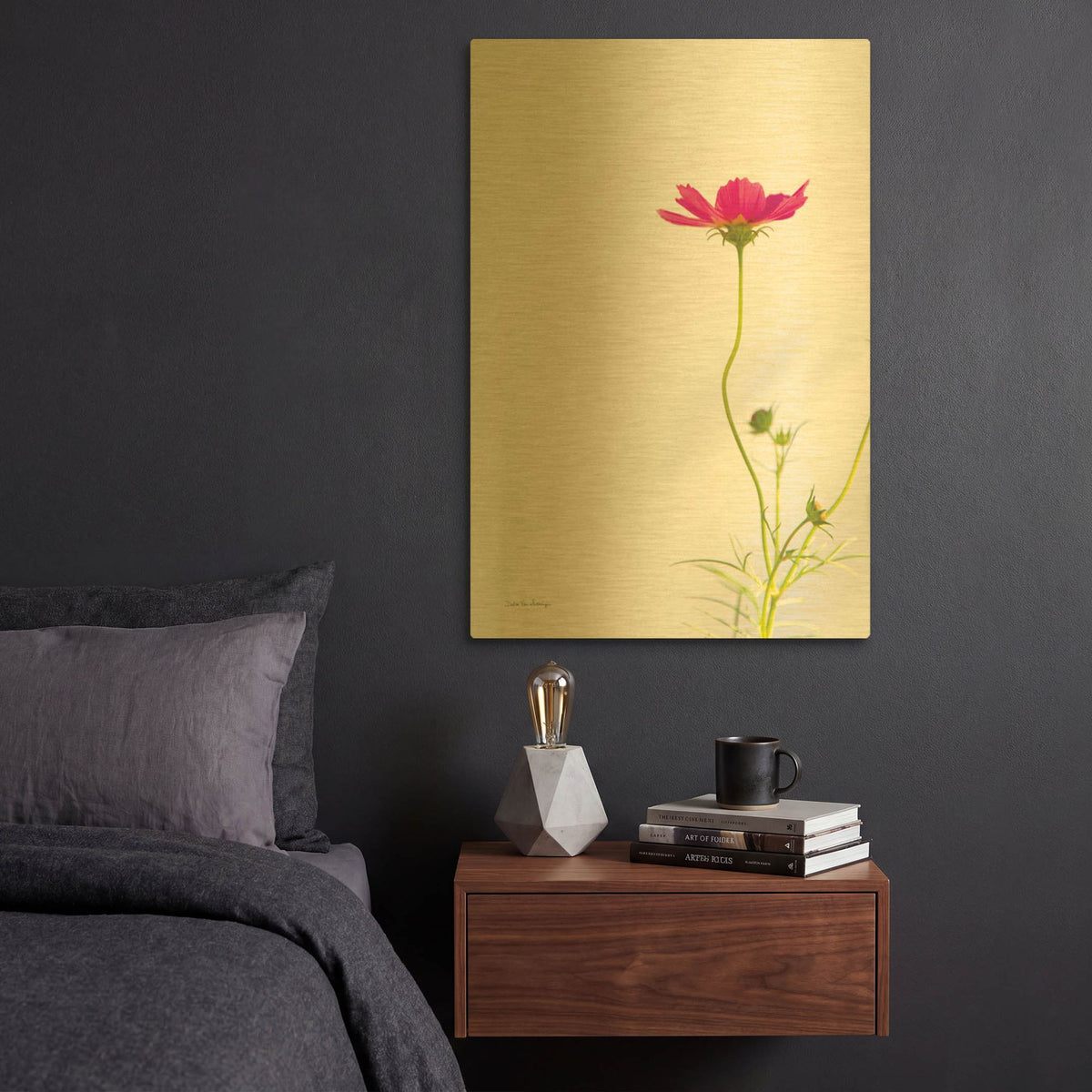 'Magenta Cosmos II' By Debra Van Swearingen Gold Metal Wall Art