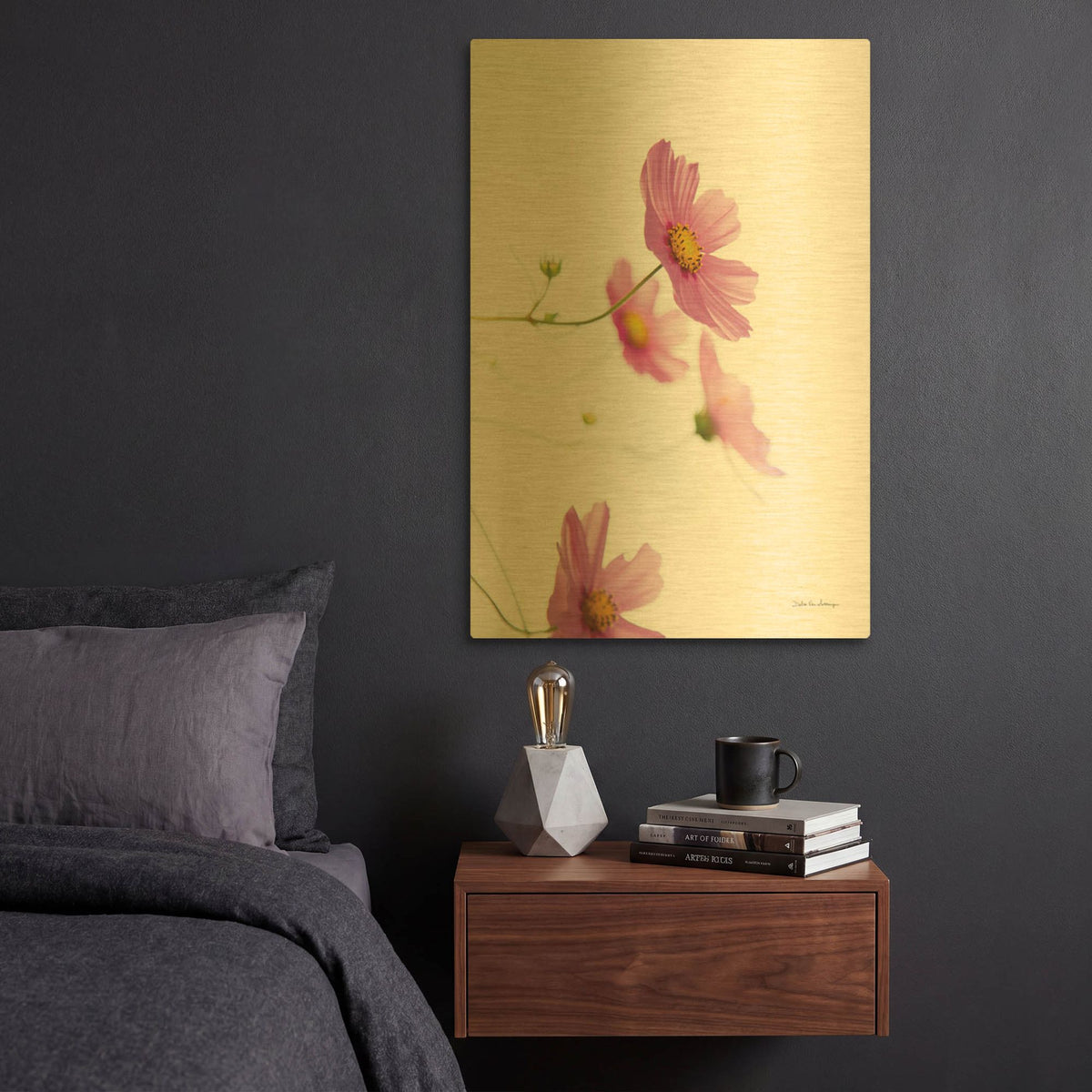 'Pale Cosmos I' By Debra Van Swearingen Gold Metal Wall Art