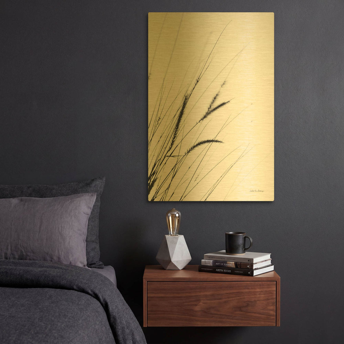 'Field Grasses I White' By Debra Van Swearingen Gold Metal Wall Art