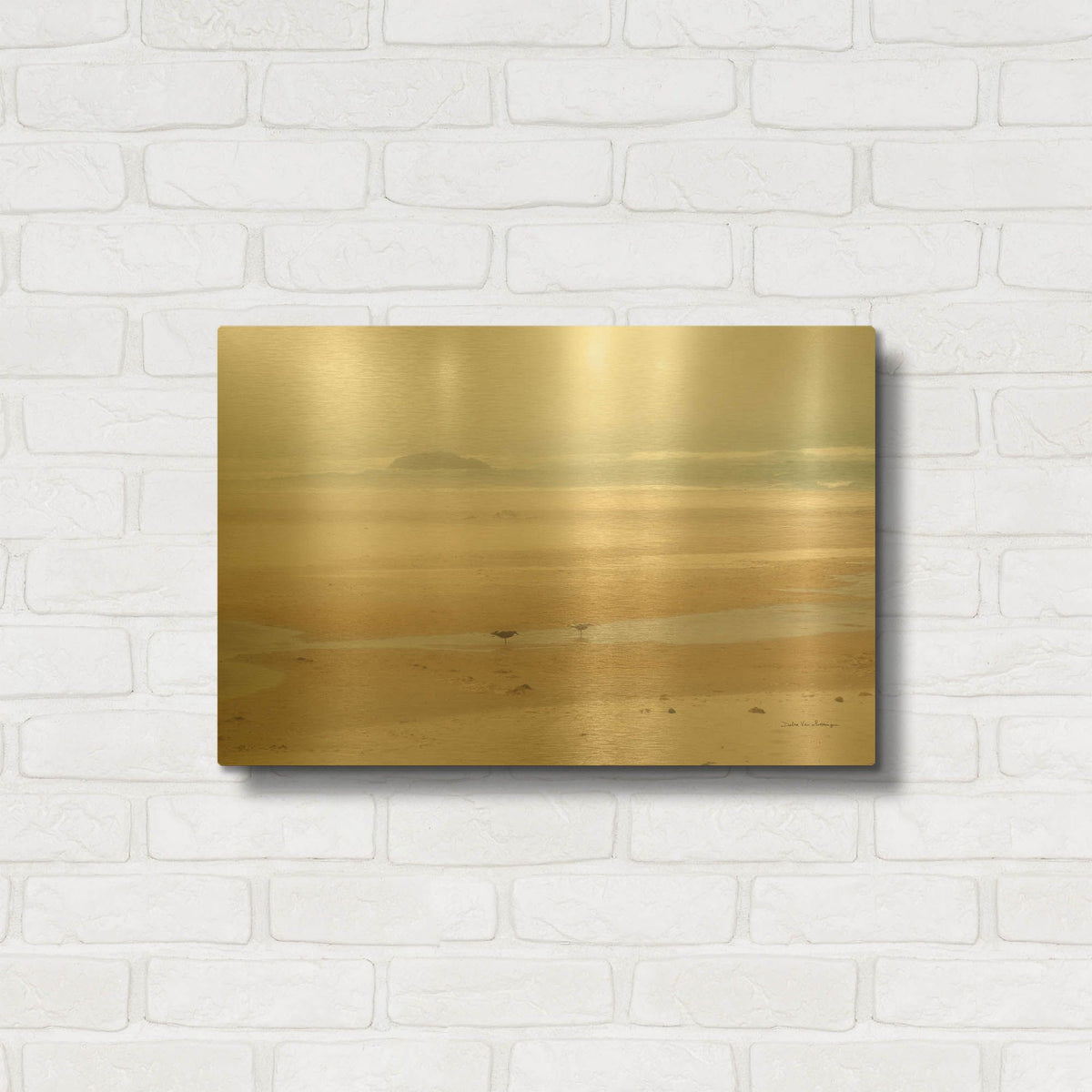 'Cold Beach I' By Debra Van Swearingen Gold Metal Wall Art