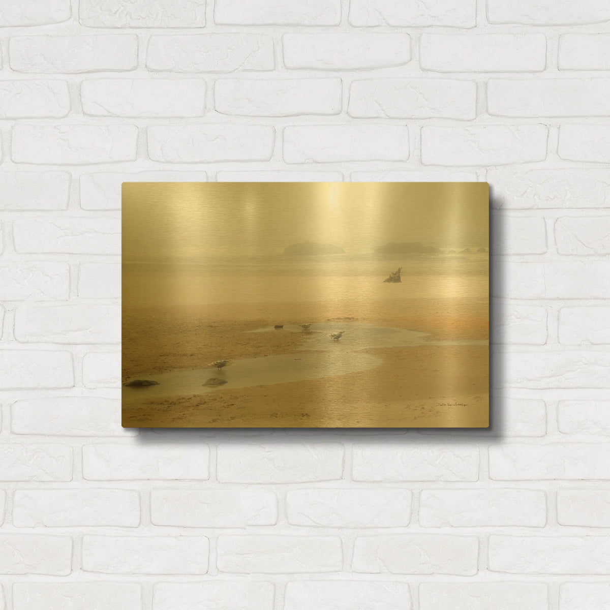 'Cold Beach II' By Debra Van Swearingen Gold Metal Wall Art