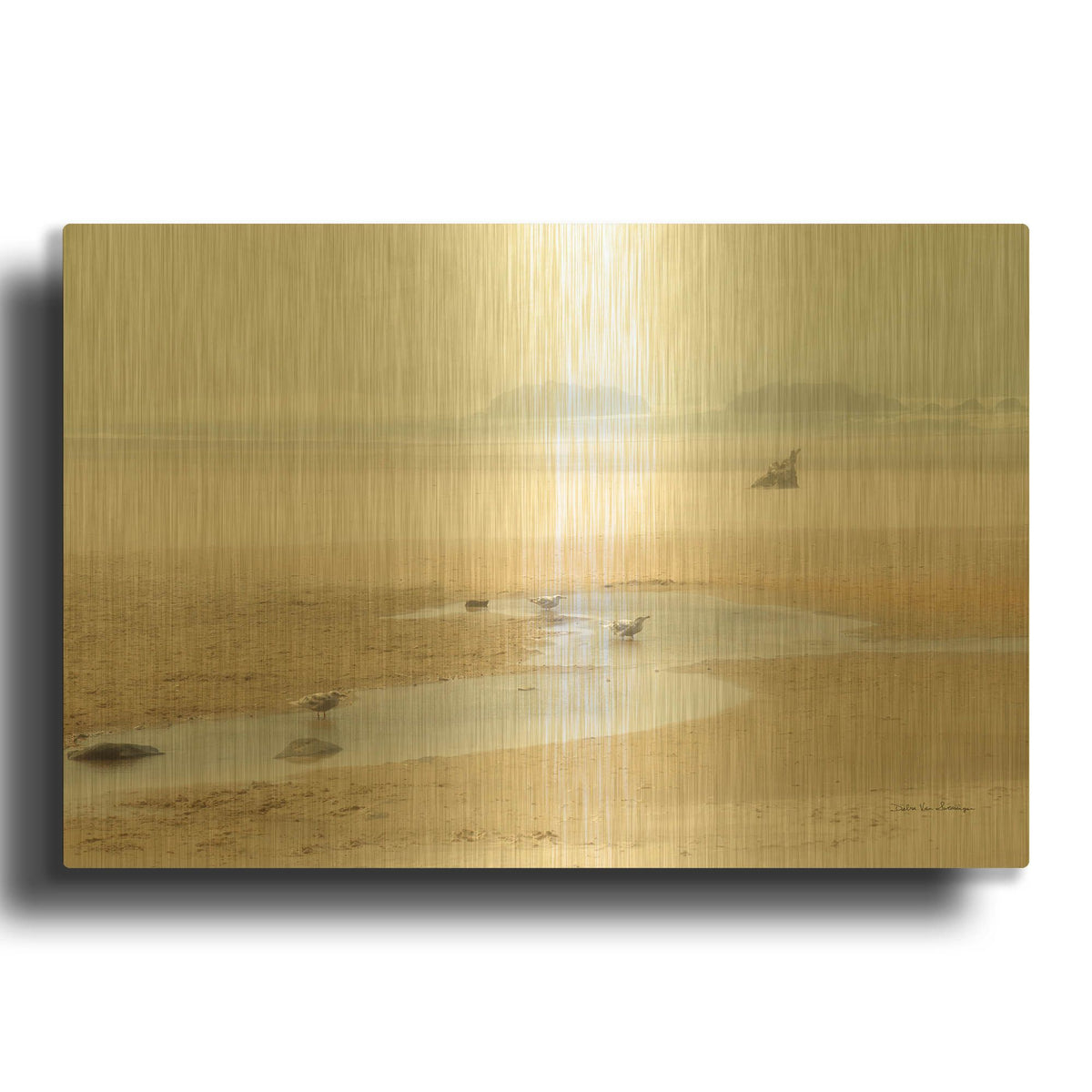 'Cold Beach II' By Debra Van Swearingen Gold Metal Wall Art