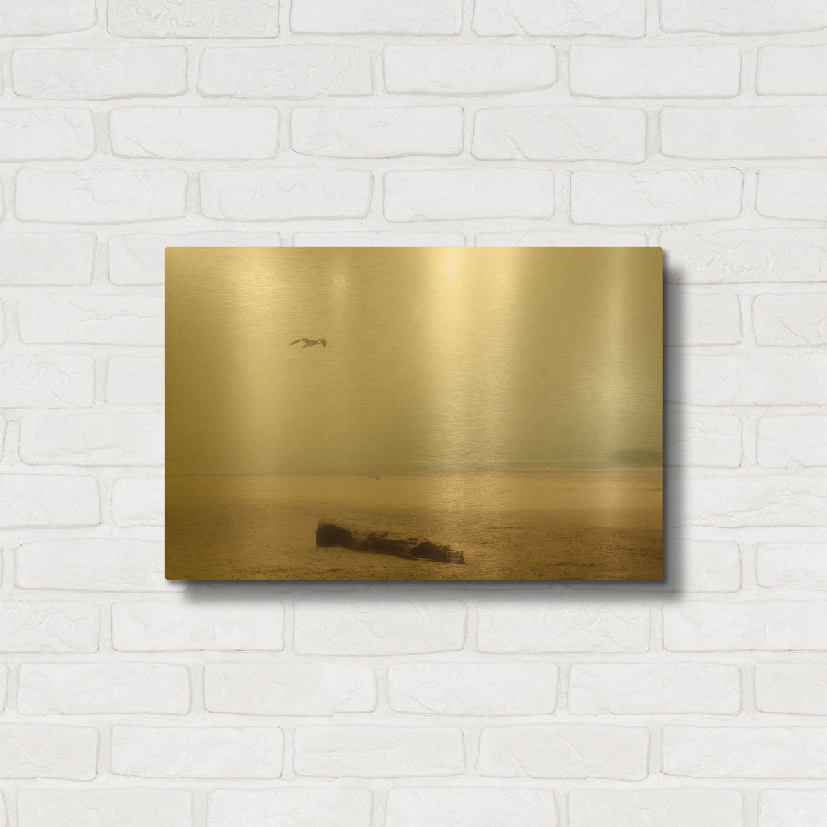 'Cold Beach III' By Debra Van Swearingen Gold Metal Wall Art
