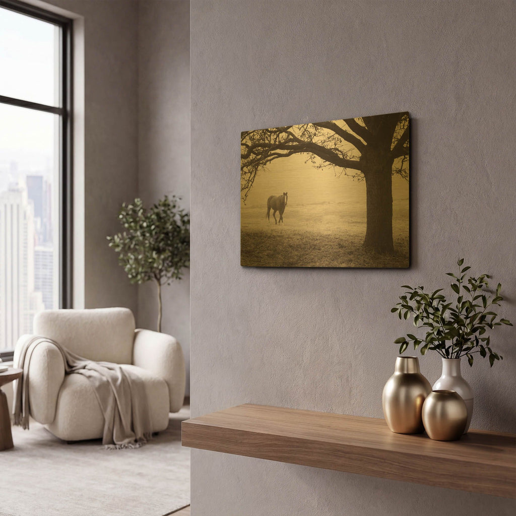 'Hazy Horse I' By Debra Van Swearingen Gold Metal Wall Art