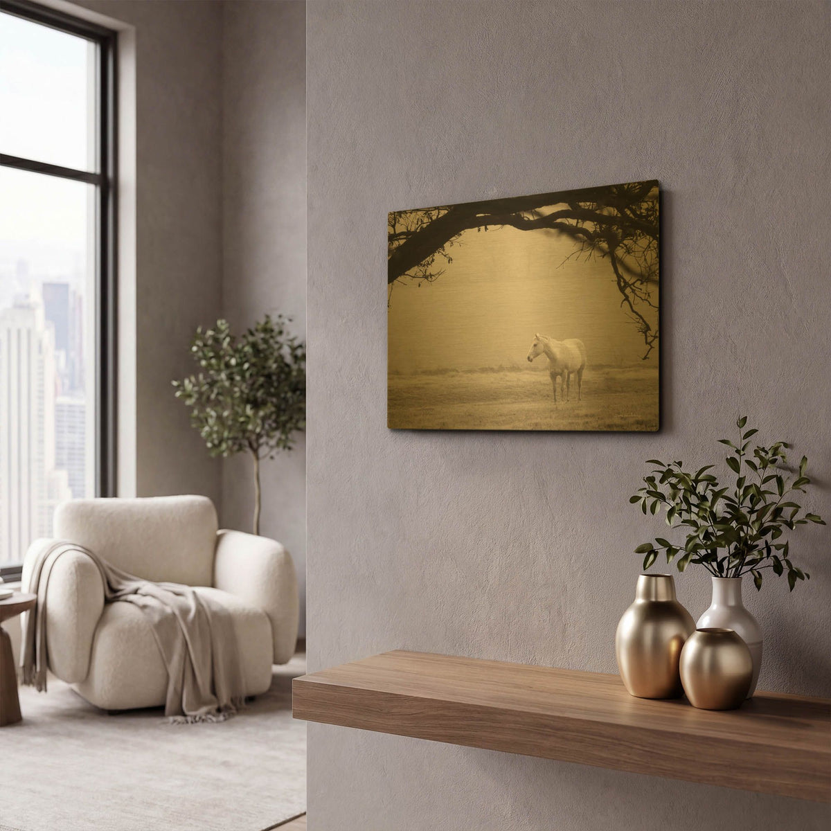 'Hazy Horse II' By Debra Van Swearingen Gold Metal Wall Art