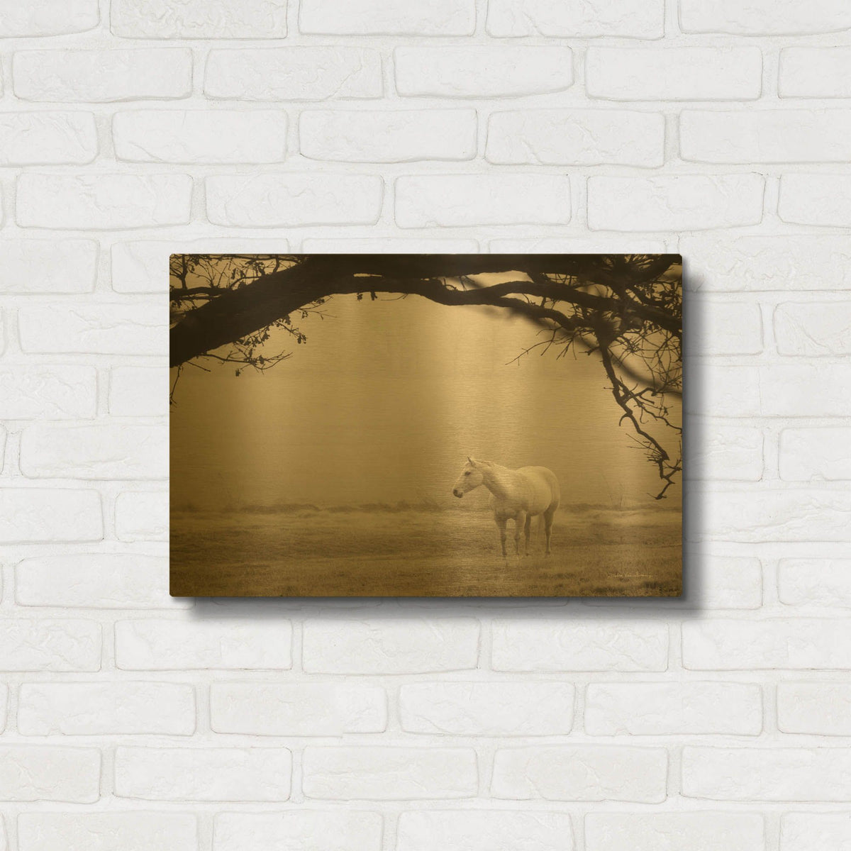 'Hazy Horse II' By Debra Van Swearingen Gold Metal Wall Art