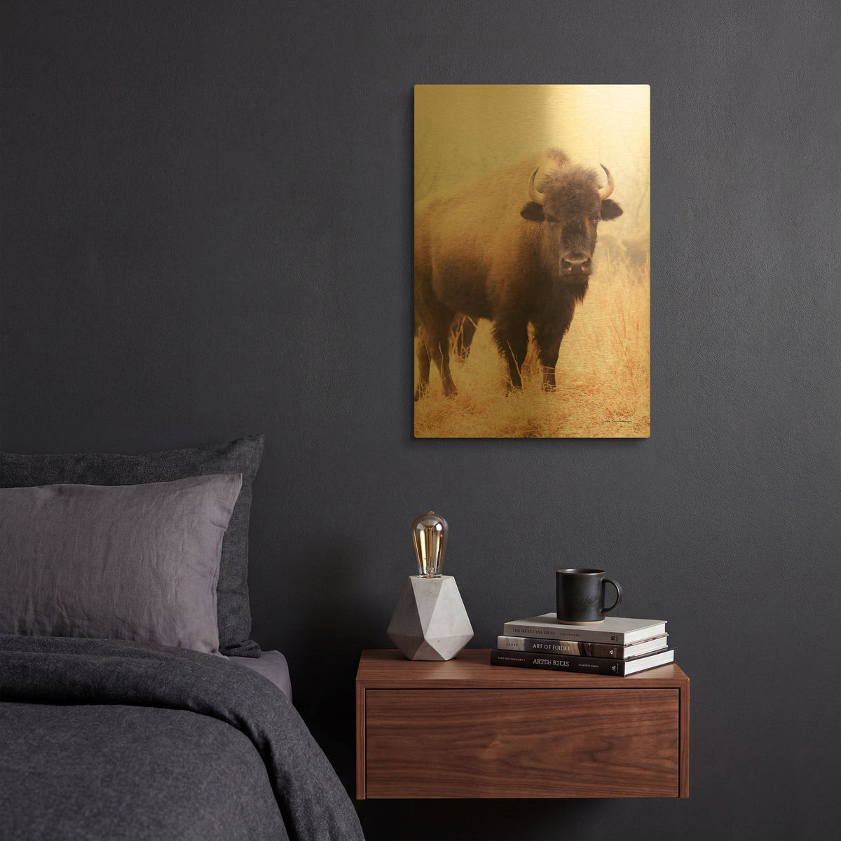 'American Bison V' By Debra Van Swearingen Gold Metal Wall Art