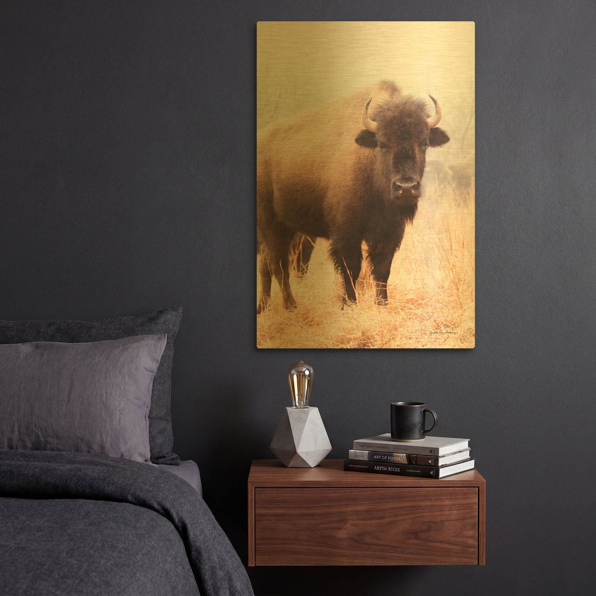 'American Bison V' By Debra Van Swearingen Gold Metal Wall Art