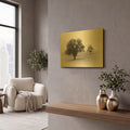 'Horses and Trees II' By Debra Van Swearingen Gold Metal Wall Art
