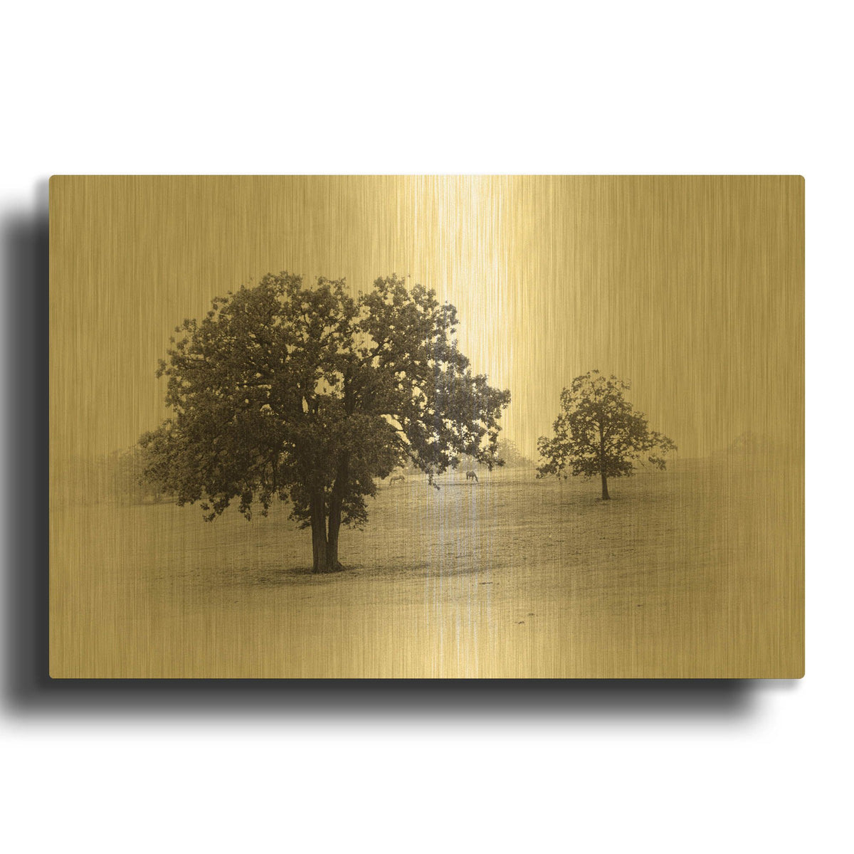 'Horses and Trees II' By Debra Van Swearingen Gold Metal Wall Art