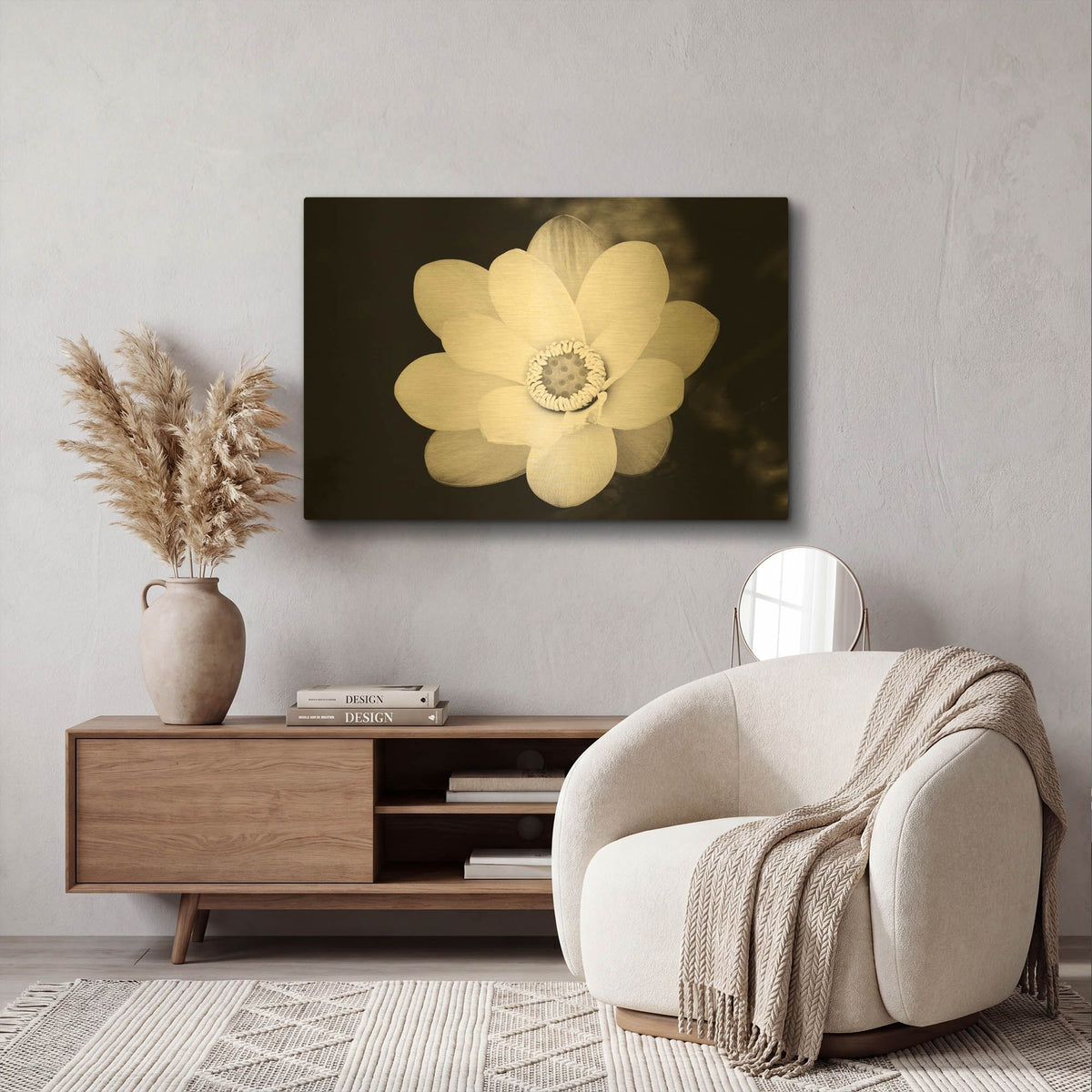 'Lotus Flower III' By Debra Van Swearingen Gold Metal Wall Art