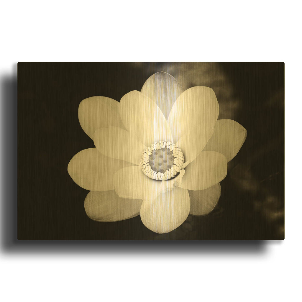 'Lotus Flower III' By Debra Van Swearingen Gold Metal Wall Art