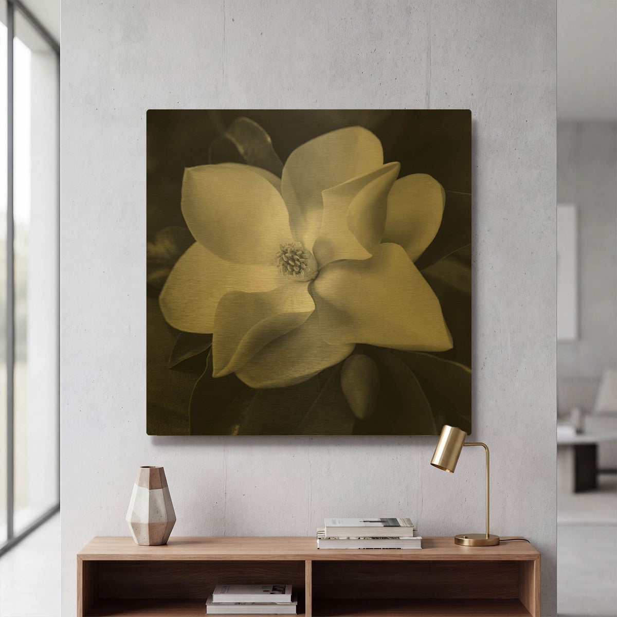'Magnolia' By Debra Van Swearingen Gold Metal Wall Art