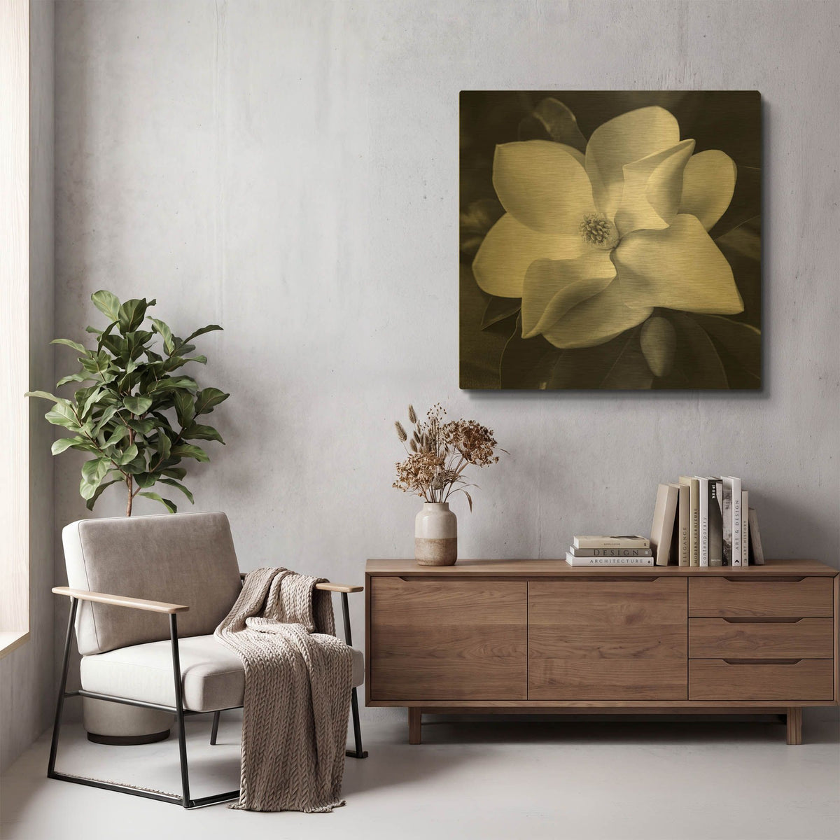 'Magnolia' By Debra Van Swearingen Gold Metal Wall Art