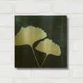 'Leaves on Linen I' By Debra Van Swearingen Gold Metal Wall Art