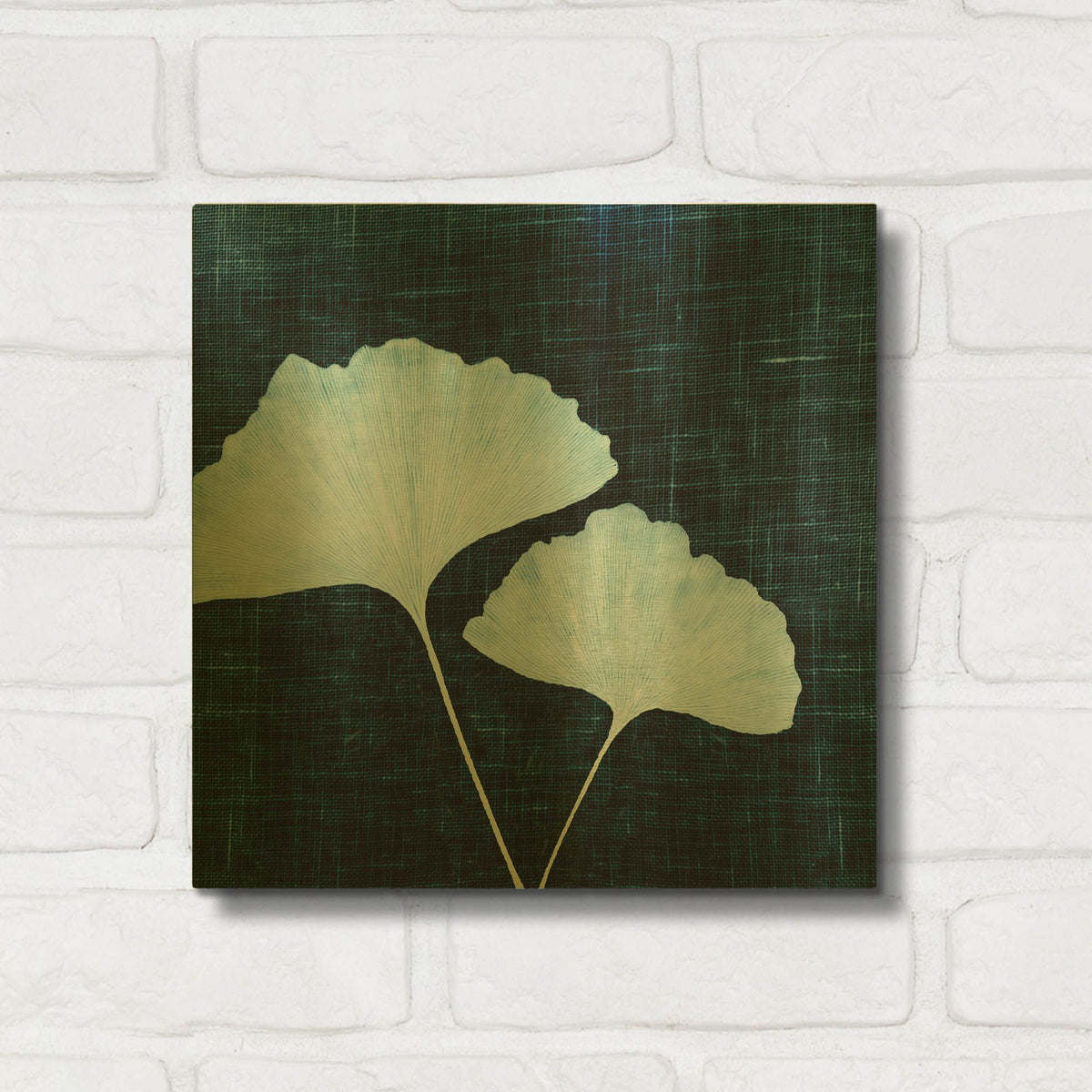'Leaves on Linen I' By Debra Van Swearingen Gold Metal Wall Art