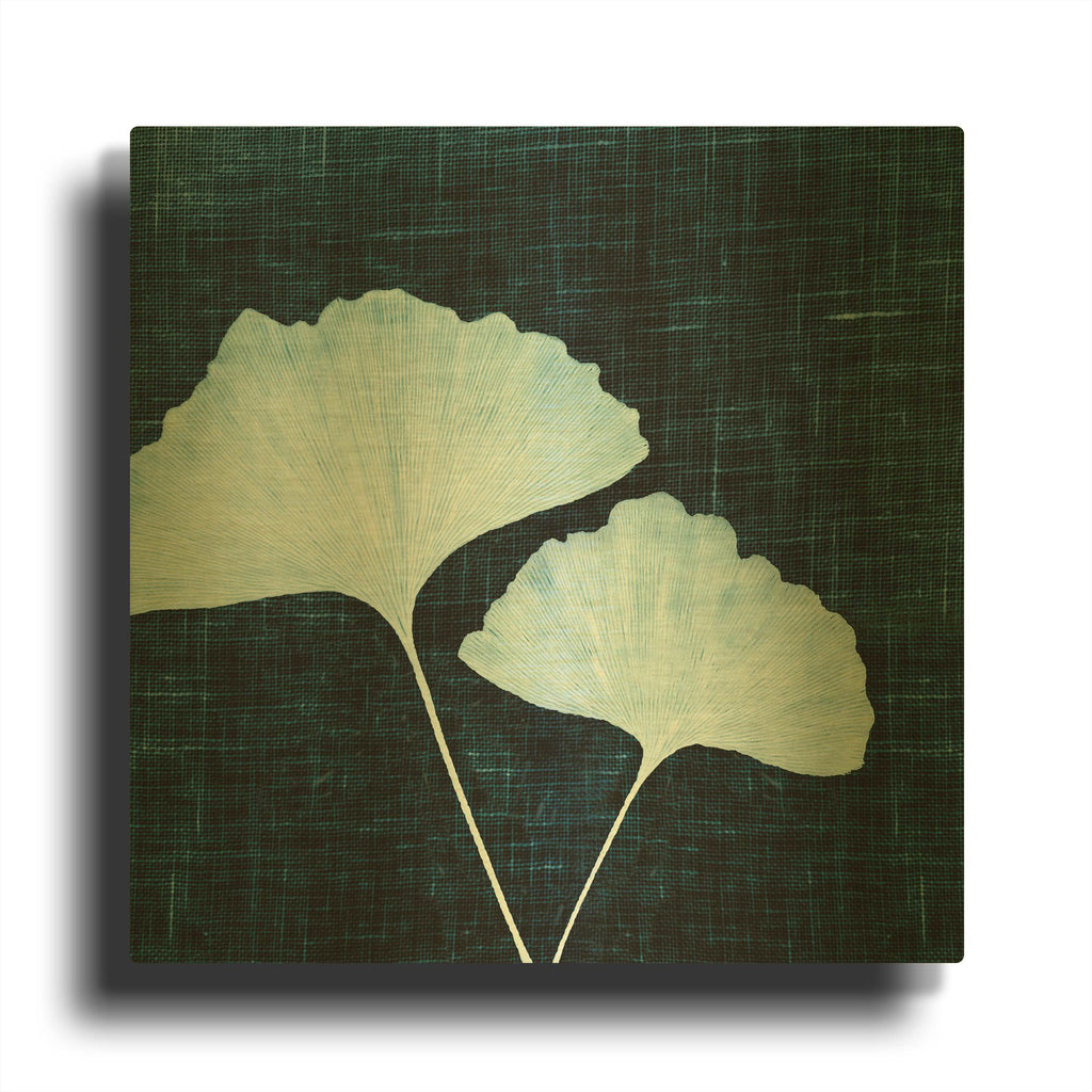 'Leaves on Linen I' By Debra Van Swearingen Gold Metal Wall Art