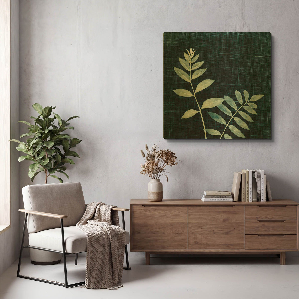 'Leaves on Linen II' By Debra Van Swearingen Gold Metal Wall Art