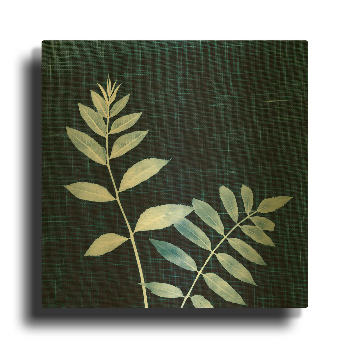 'Leaves on Linen II' By Debra Van Swearingen Gold Metal Wall Art