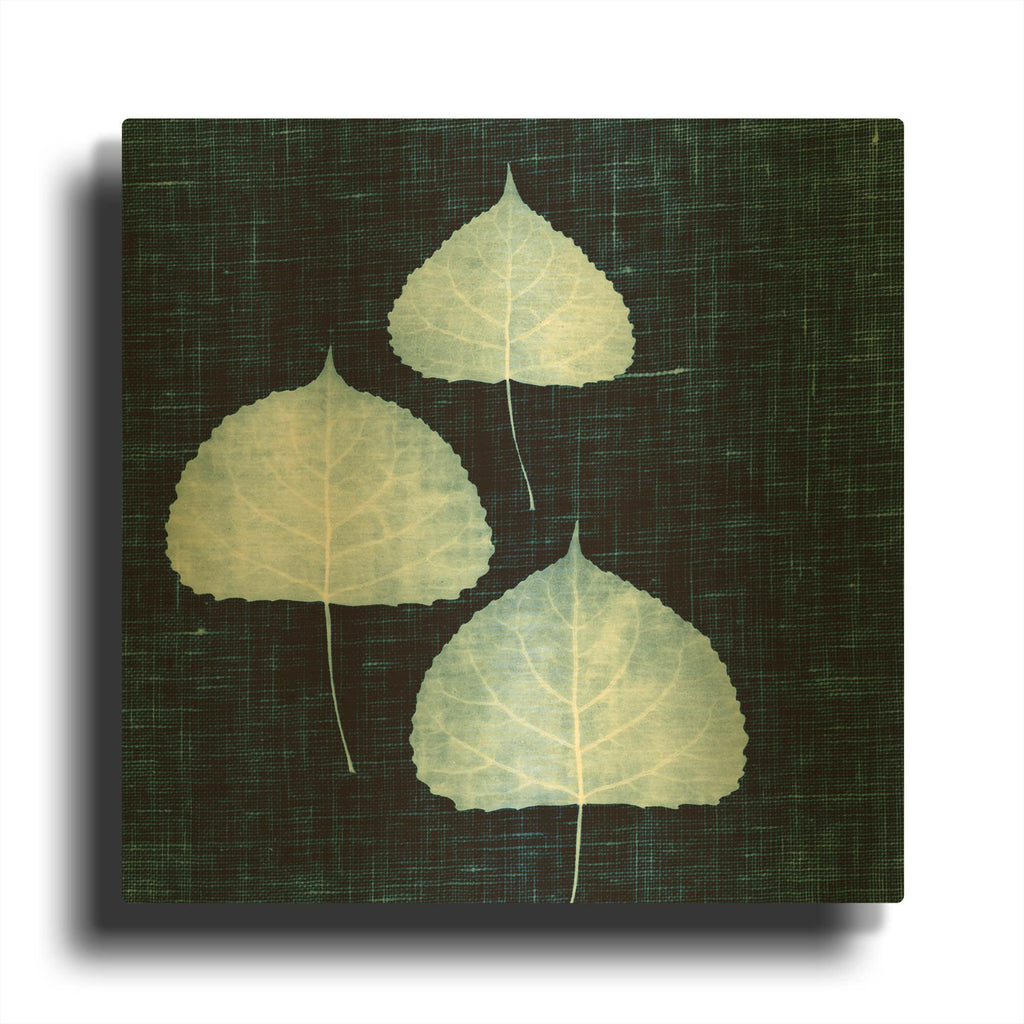 'Leaves on Linen III' By Debra Van Swearingen Gold Metal Wall Art