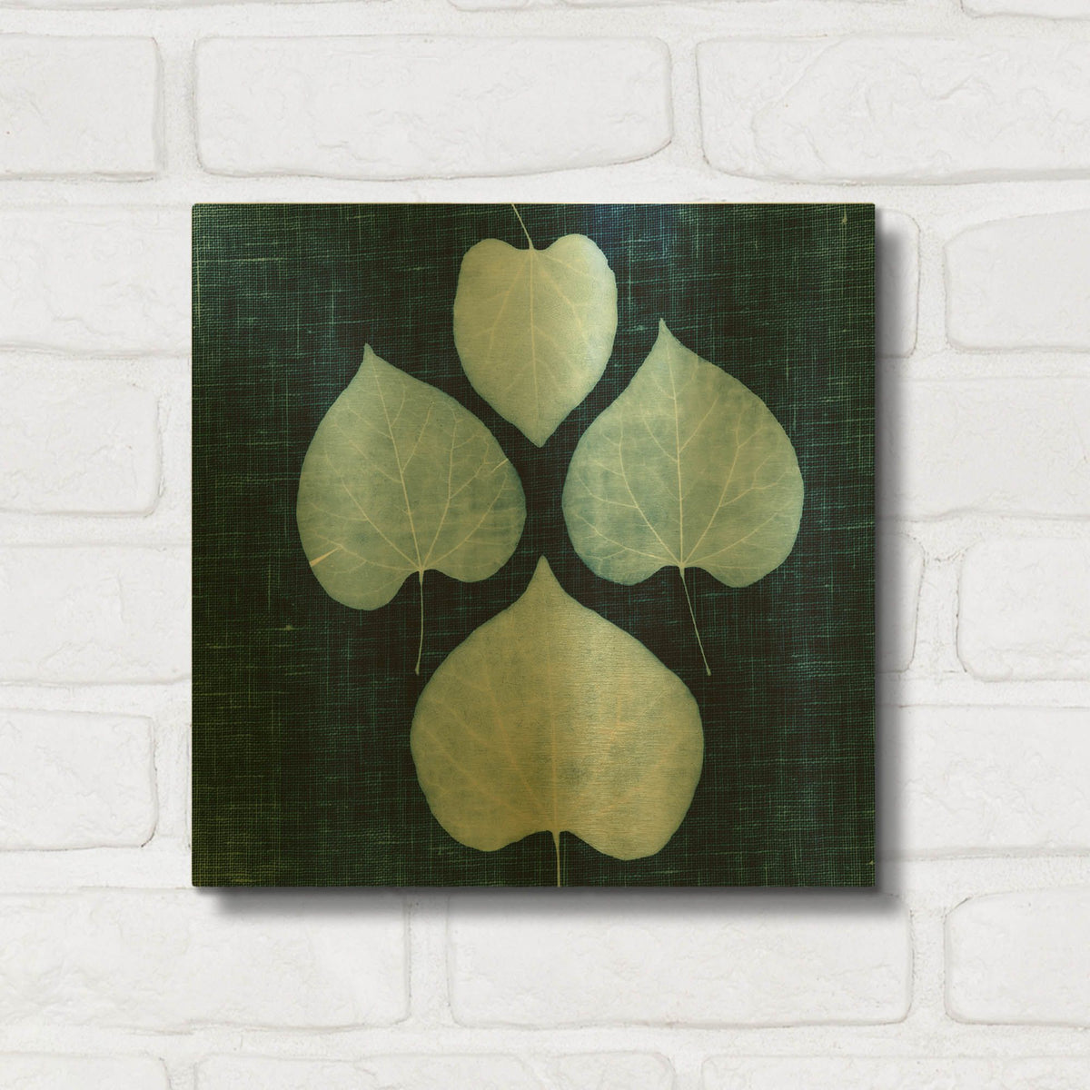 'Leaves on Linen IV' By Debra Van Swearingen Gold Metal Wall Art