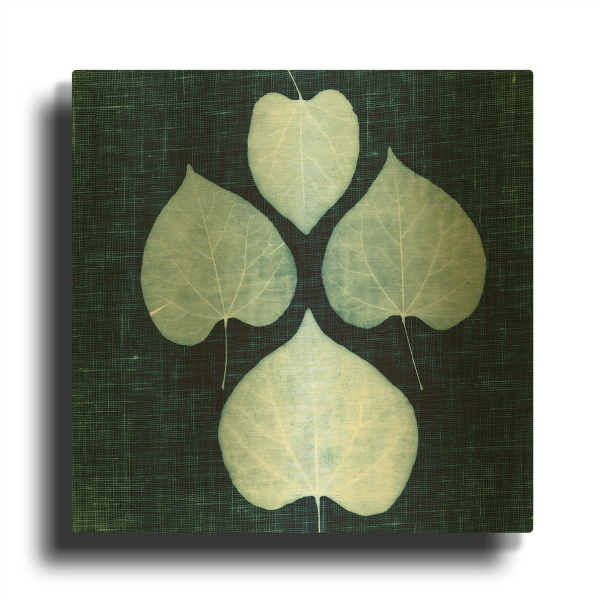 'Leaves on Linen IV' By Debra Van Swearingen Gold Metal Wall Art