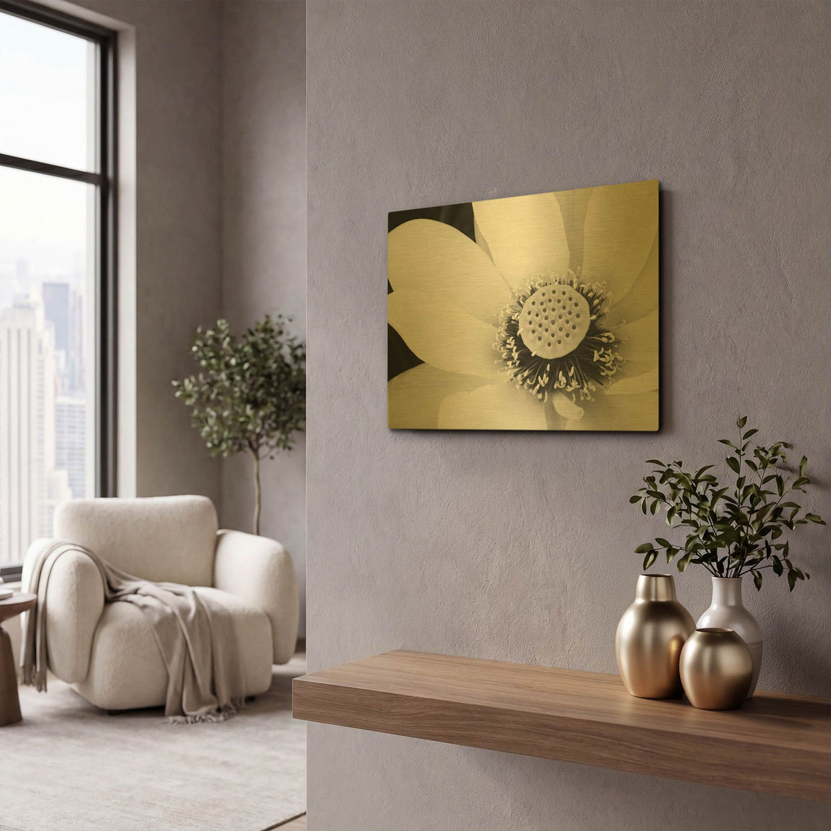 'Lotus Flower IV' By Debra Van Swearingen Gold Metal Wall Art