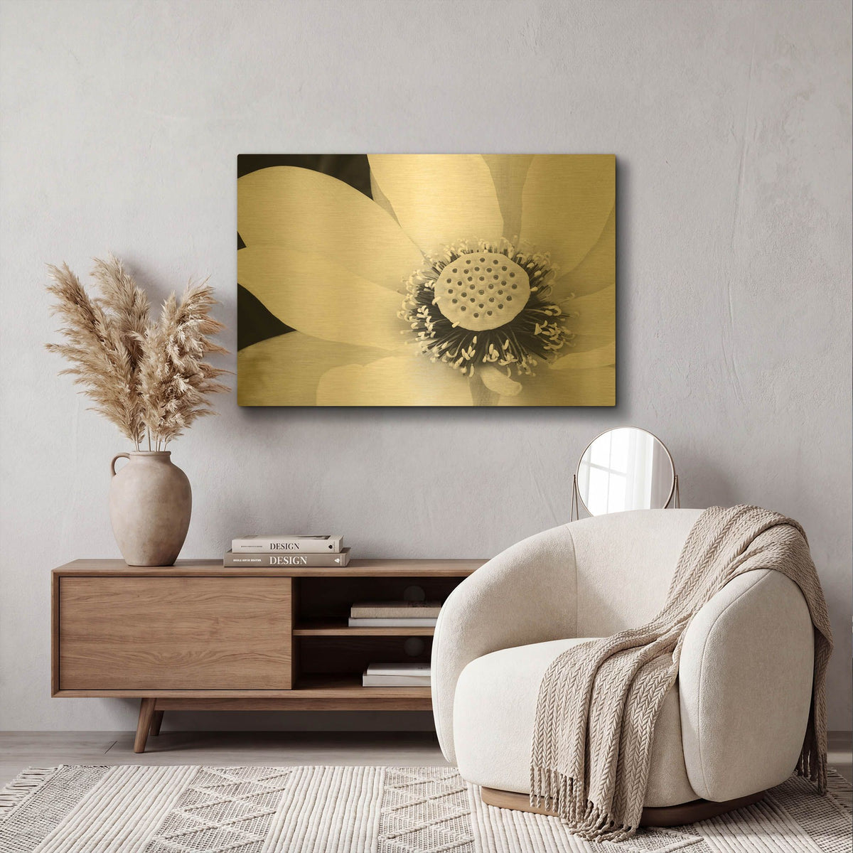 'Lotus Flower IV' By Debra Van Swearingen Gold Metal Wall Art