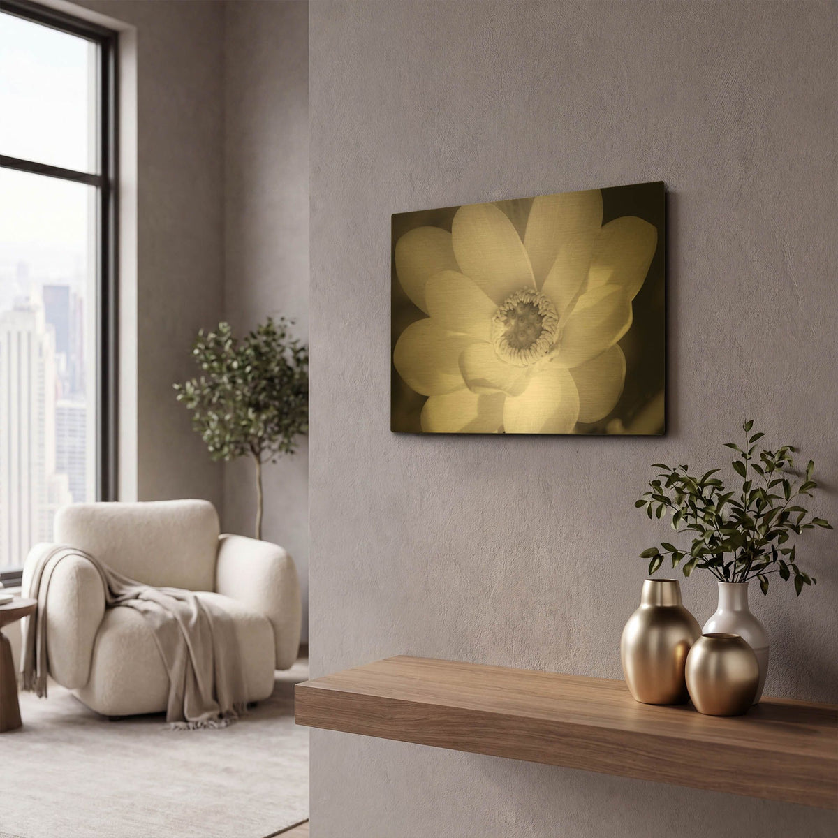 'Lotus Flower V' By Debra Van Swearingen Gold Metal Wall Art