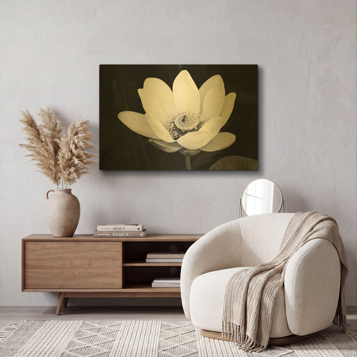 'Lotus Flower I v2' By Debra Van Swearingen Gold Metal Wall Art