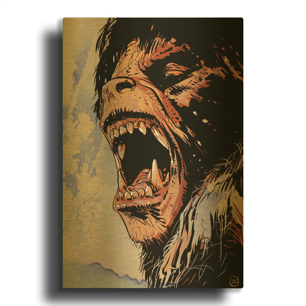 'An American Werewolf' By Giuseppe Cristiano Gold Metal Wall Art