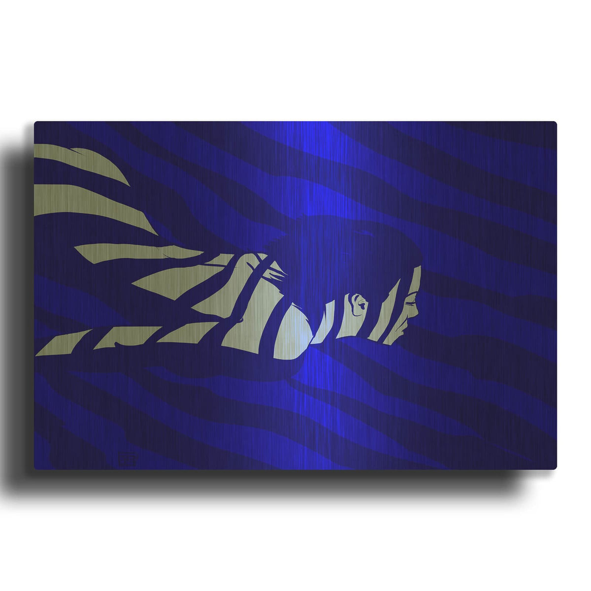 'Blue' By Giuseppe Cristiano Gold Metal Wall Art