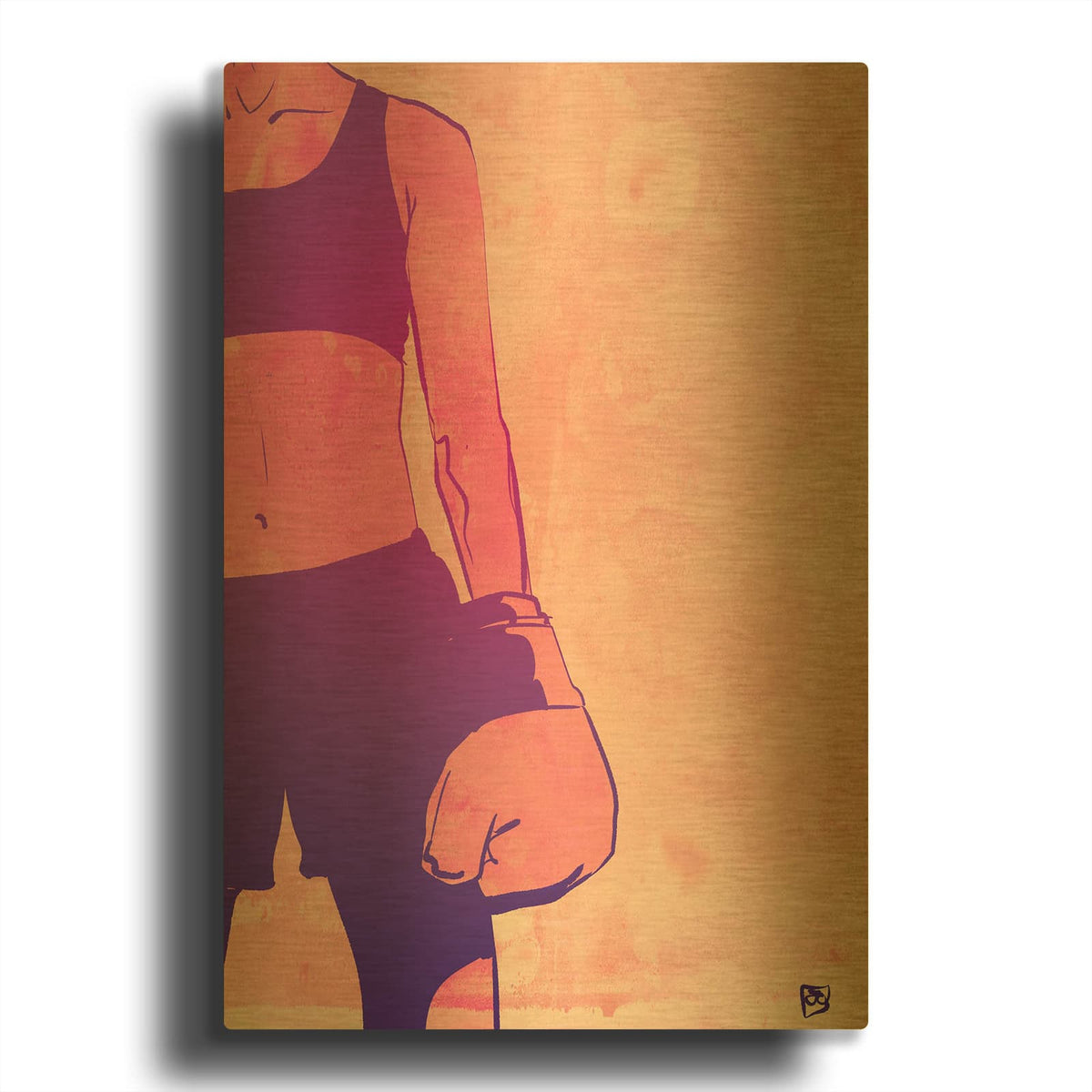 'Boxing Club 3' By Giuseppe Cristiano Gold Metal Wall Art