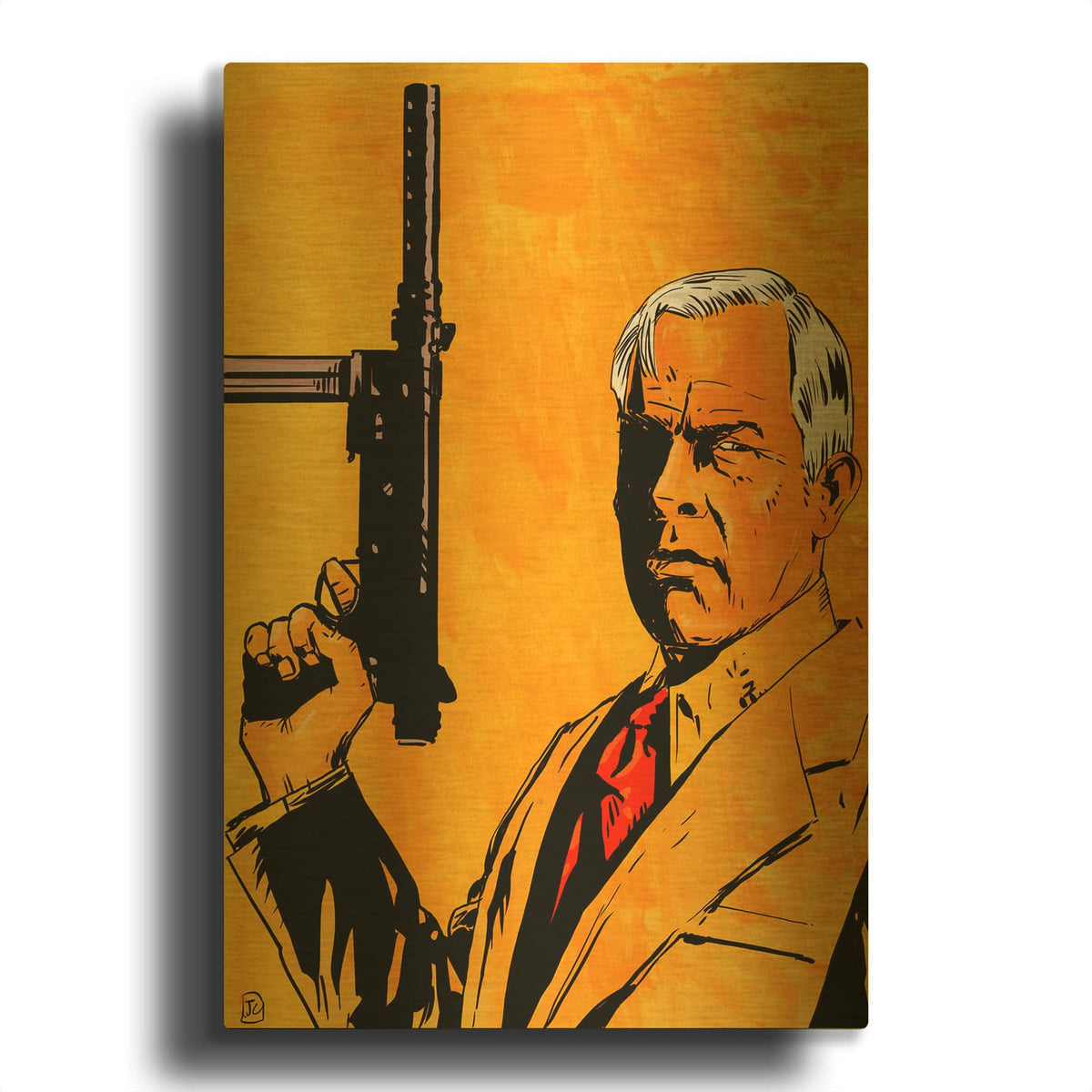 'Lee Marvin' By Giuseppe Cristiano Gold Metal Wall Art