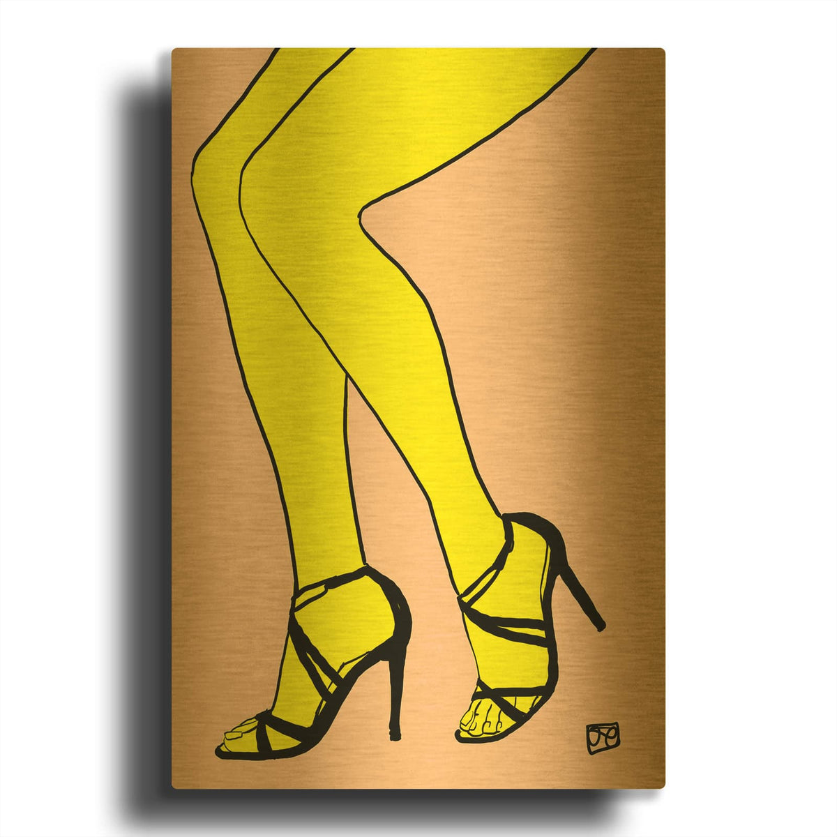 'Legs in Yellow' By Giuseppe Cristiano Gold Metal Wall Art