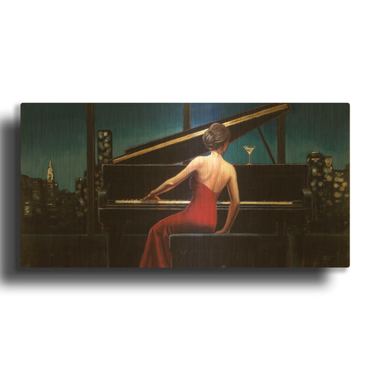 'Lady in Red' By Marco Fabiano Gold Metal Wall Art