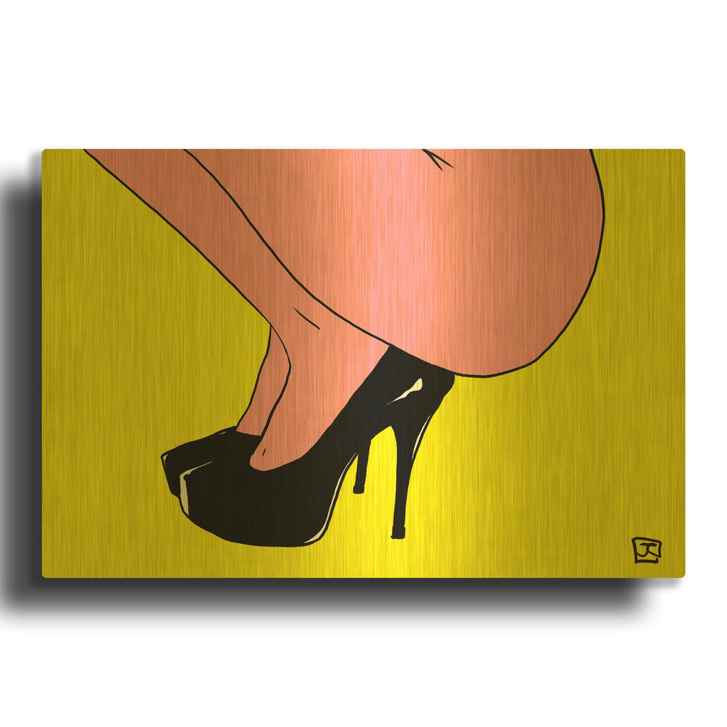'Shoes Only I' By Giuseppe Cristiano Gold Metal Wall Art