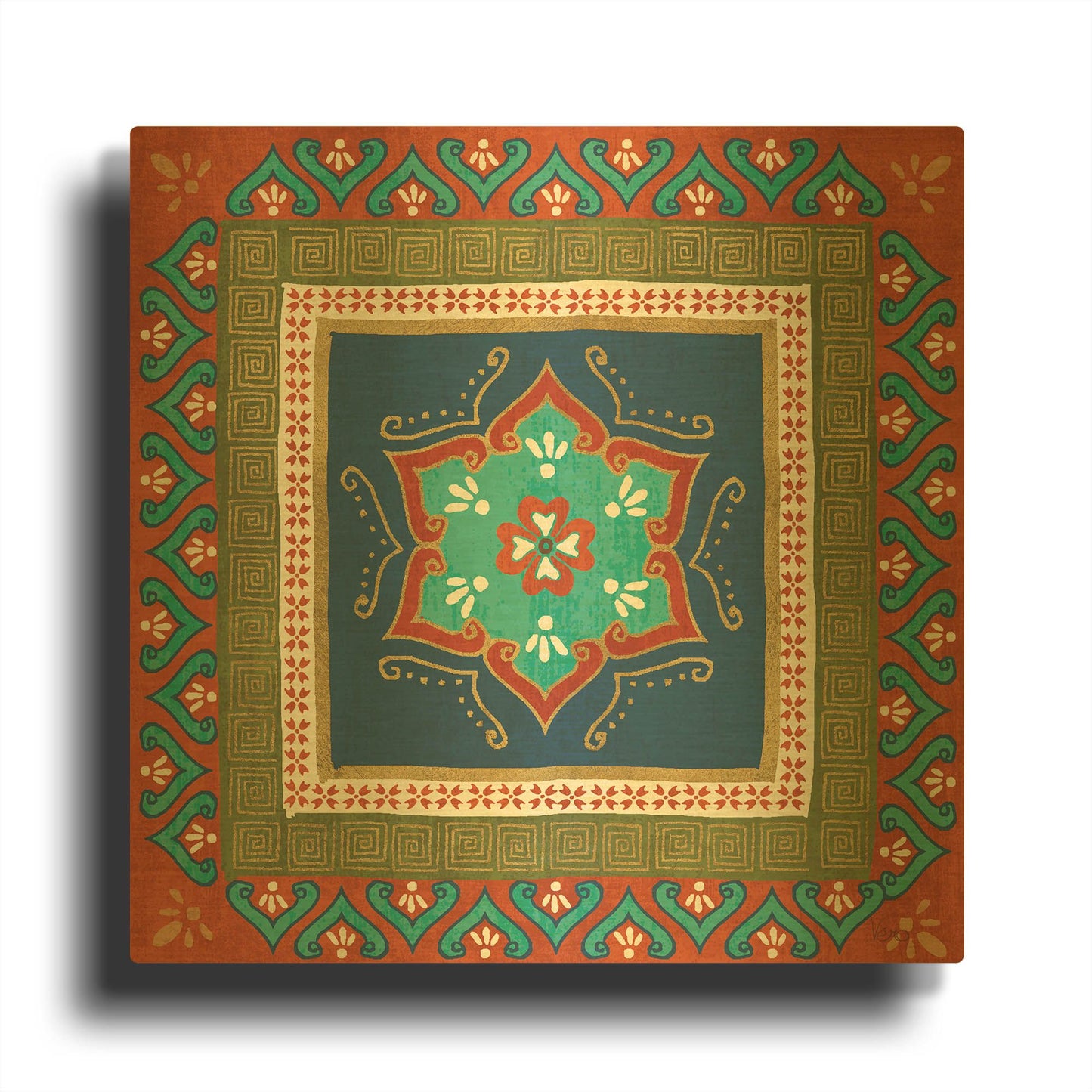 'Mexican Fiesta I' By Veronique Charron Gold Metal Wall Art