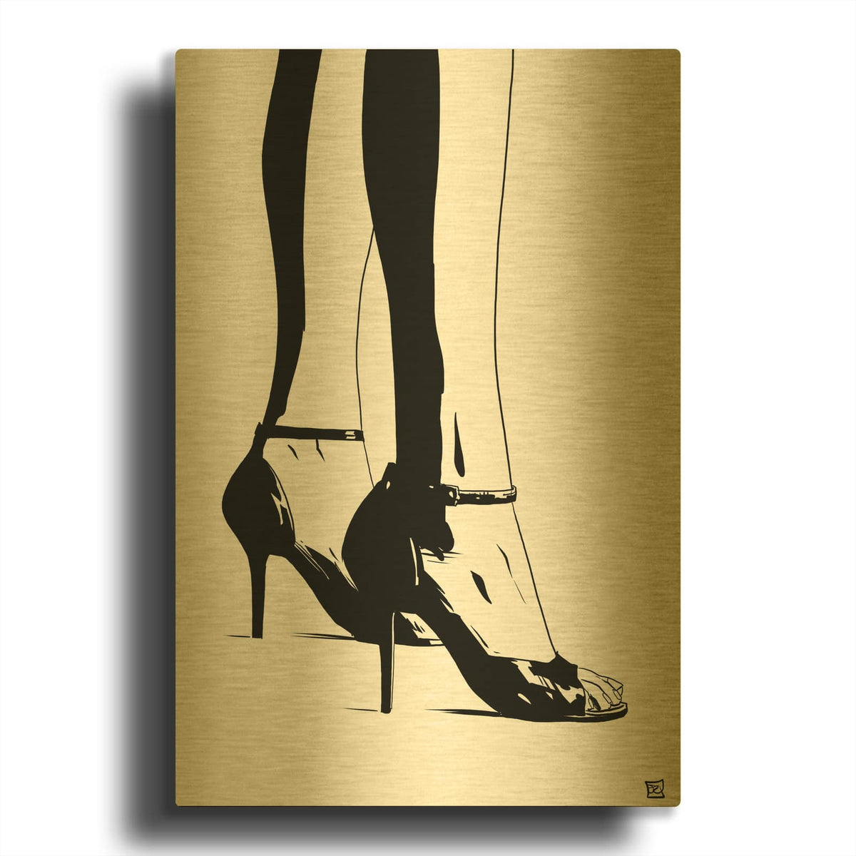 'Shoes X' By Giuseppe Cristiano Gold Metal Wall Art