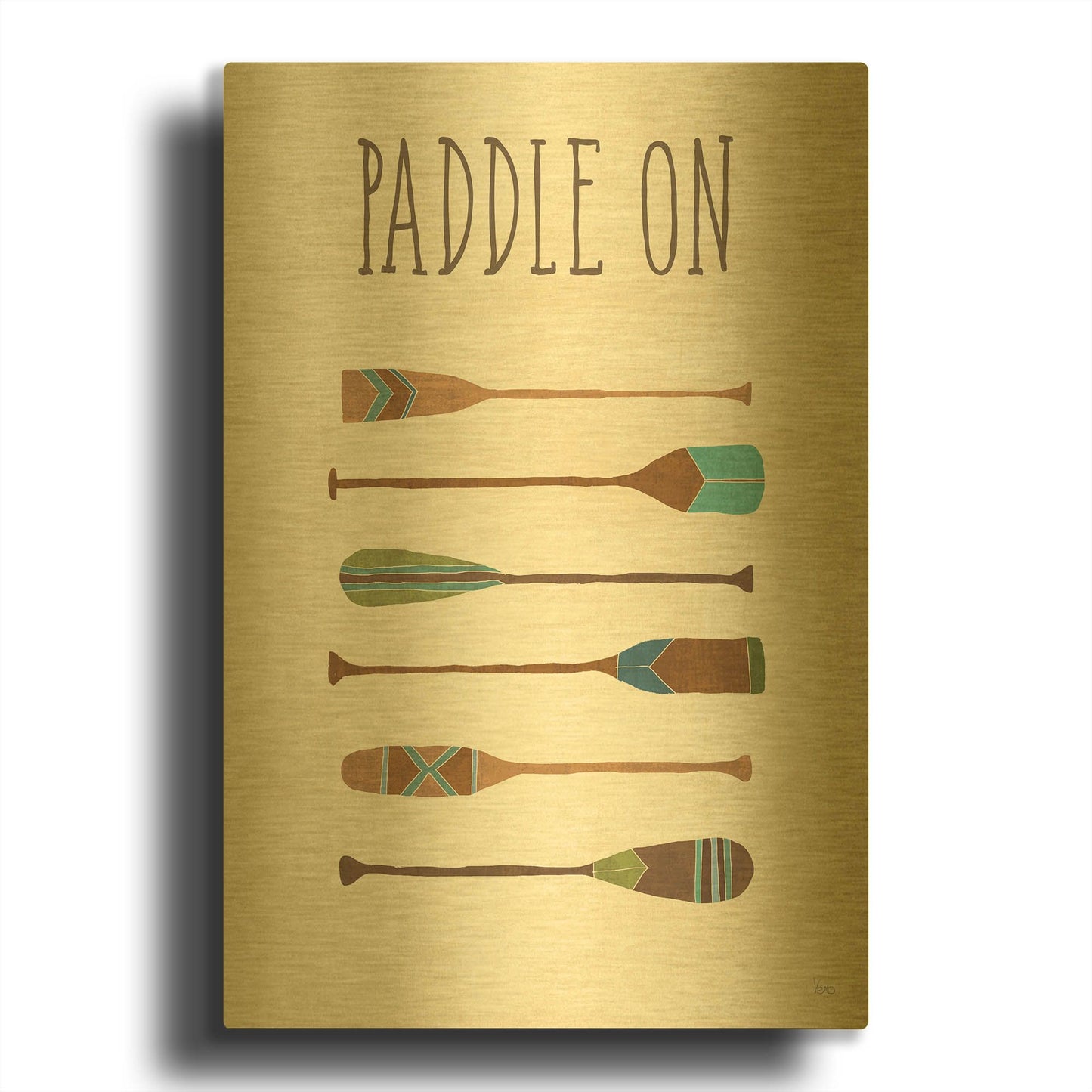 'Lake Retreat VI' By Veronique Charron Gold Metal Wall Art