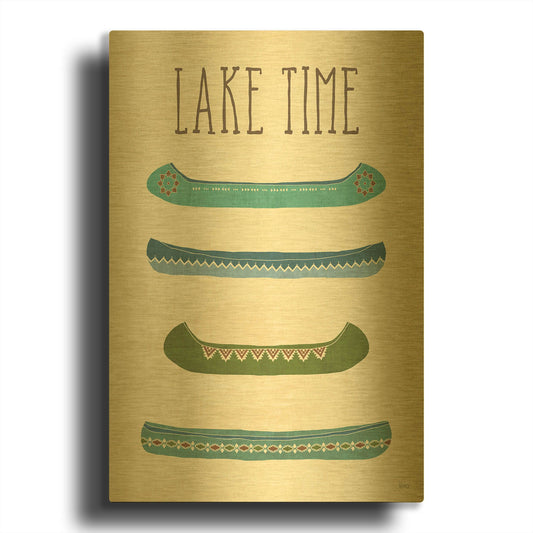 'Lake Retreat V' By Veronique Charron Gold Metal Wall Art