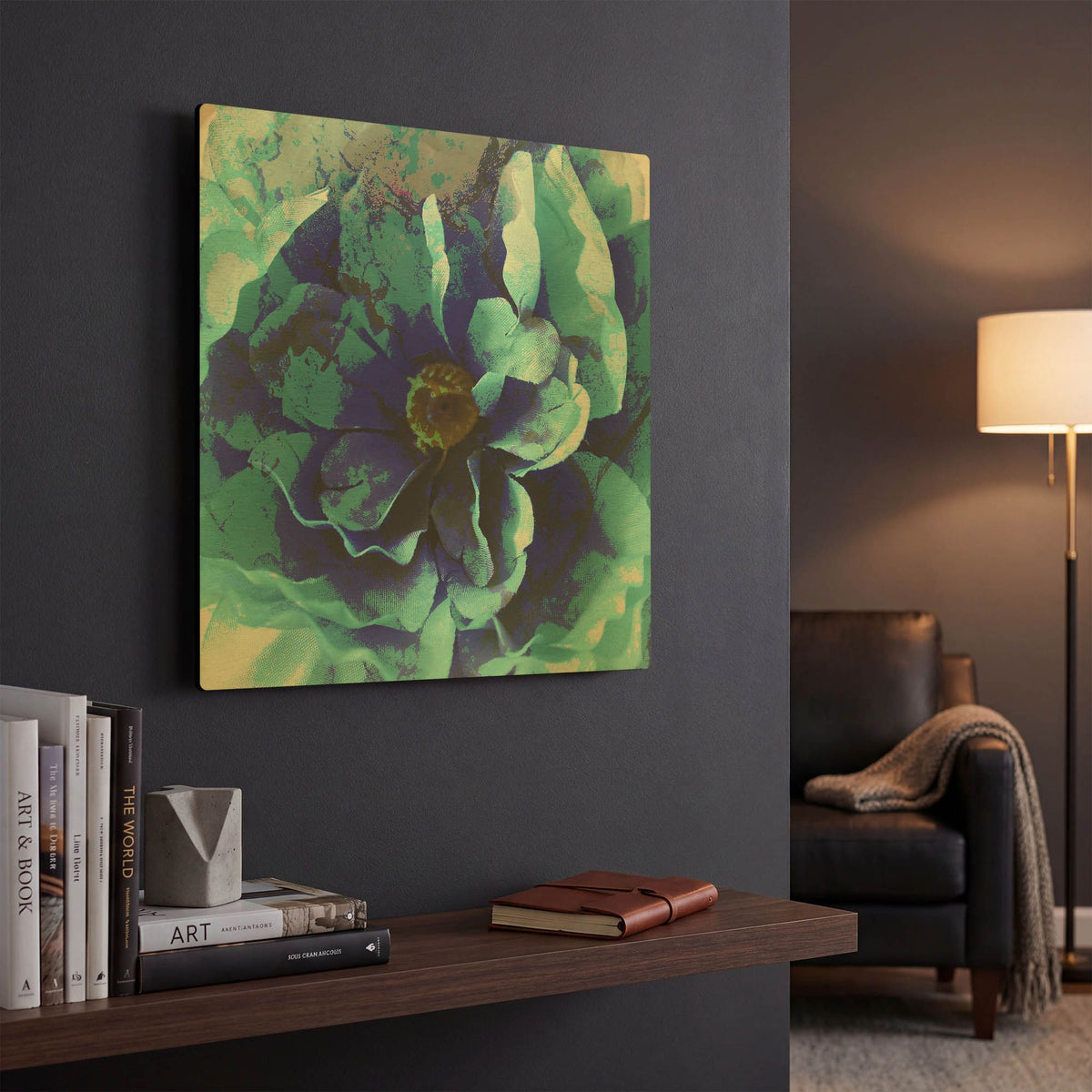 'Blue Flower' By Shandra Smith Gold Metal Wall Art