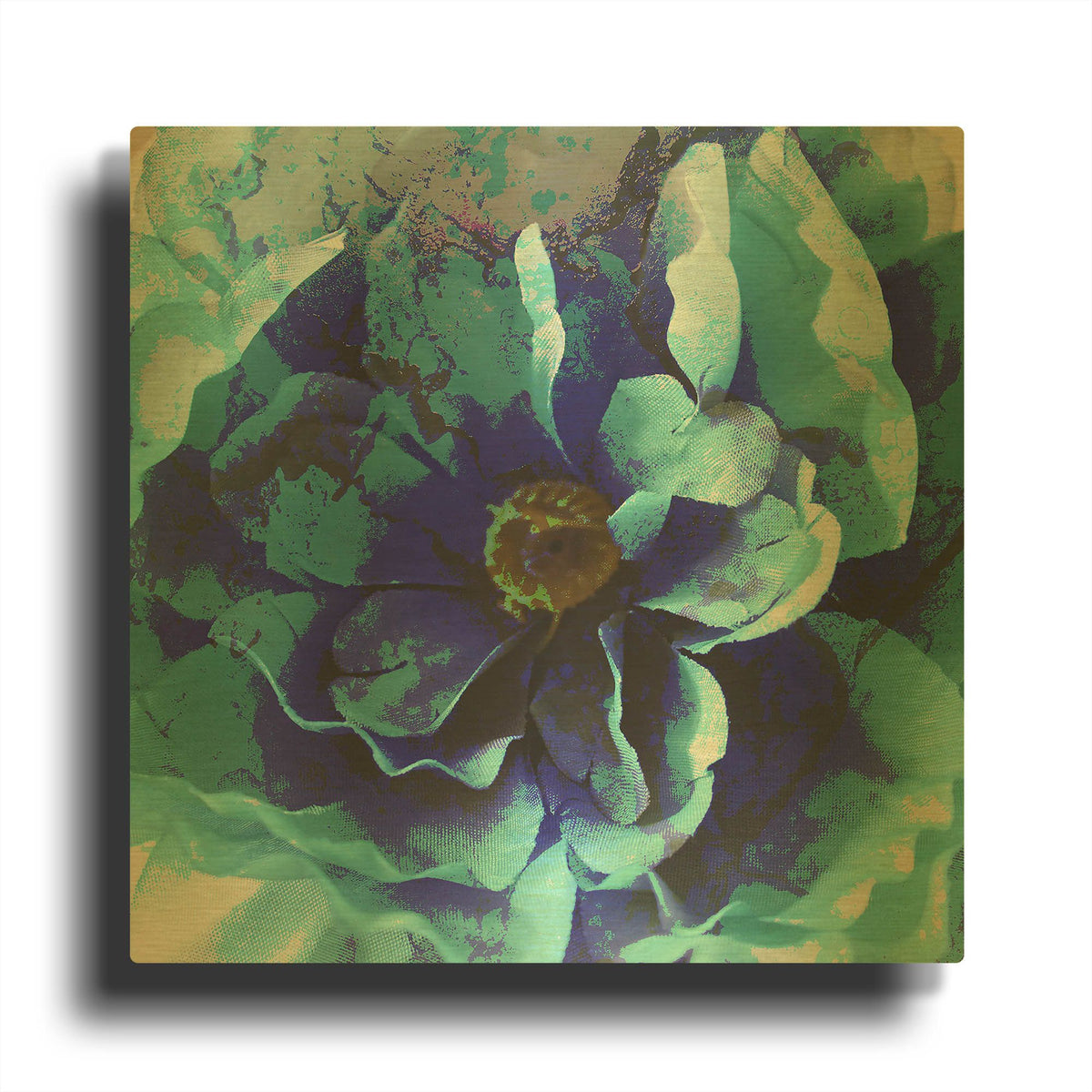 'Blue Flower' By Shandra Smith Gold Metal Wall Art