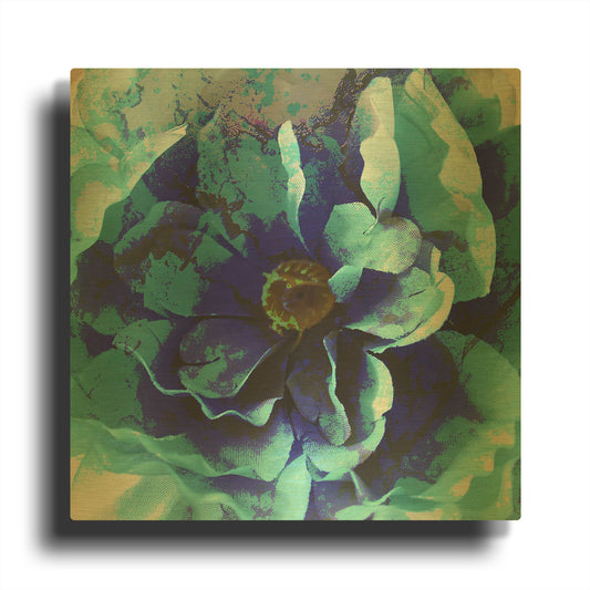 'Blue Flower' By Shandra Smith Gold Metal Wall Art