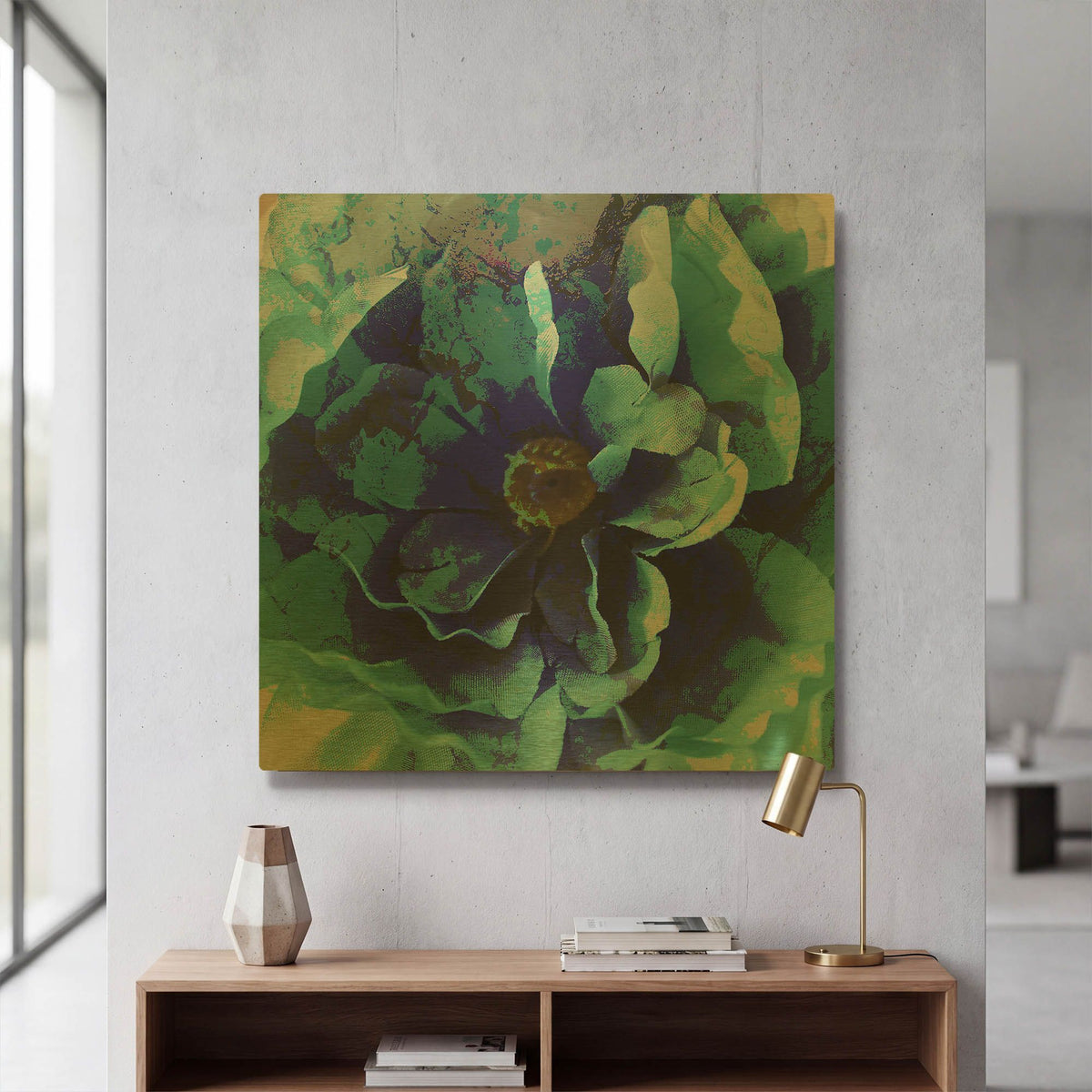 'Blue Flower' By Shandra Smith Gold Metal Wall Art