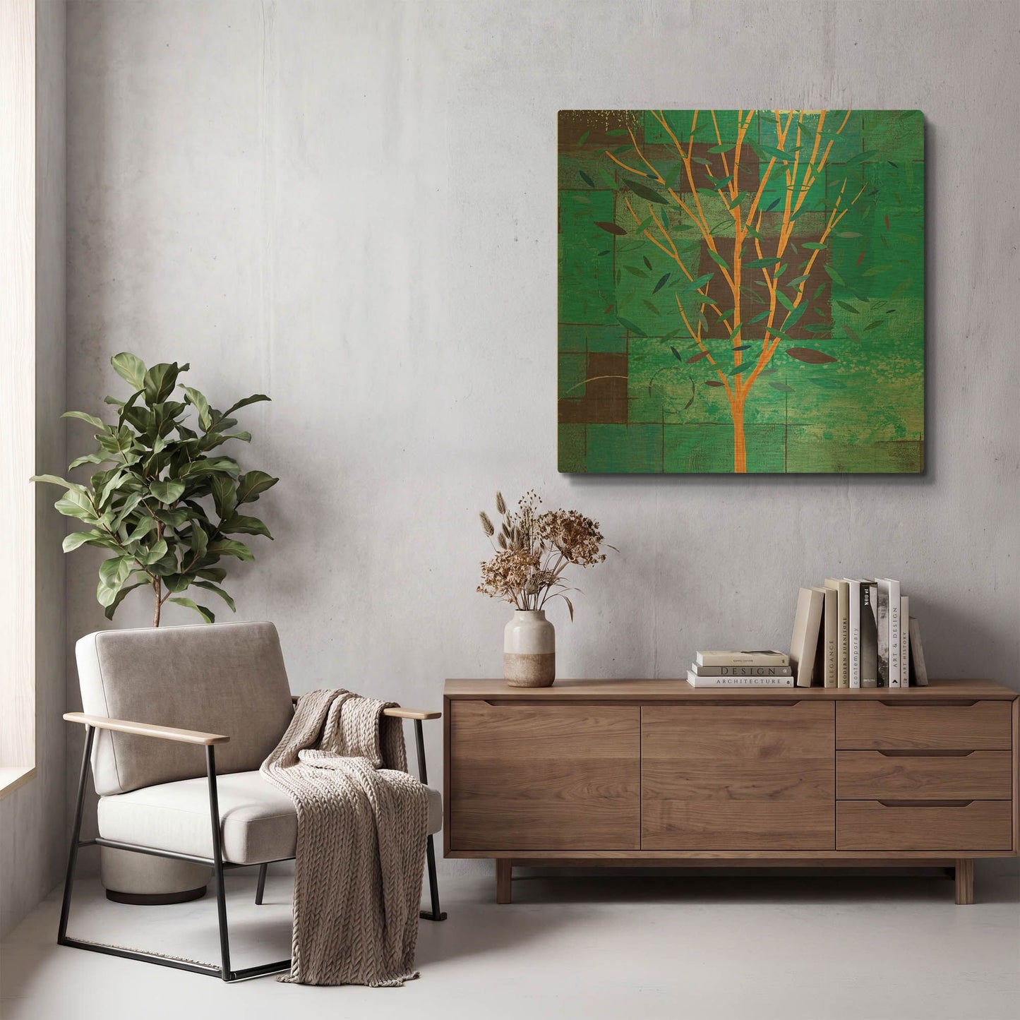 'Watercolor Forest V Peacock' By Veronique Charron Gold Metal Wall Art