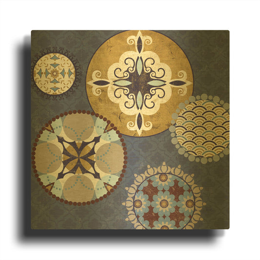 'Mediterranean Blue III' By Veronique Charron Gold Metal Wall Art
