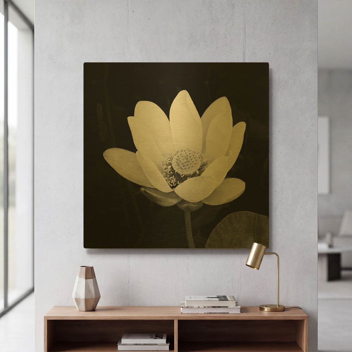 'Lotus Flower I' By Debra Van Swearingen Gold Metal Wall Art